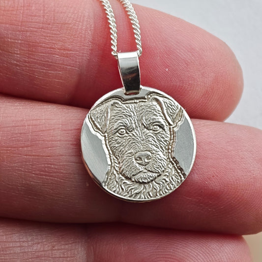 Patterdale Terrier Engraved Sterling Silver Coin Necklace