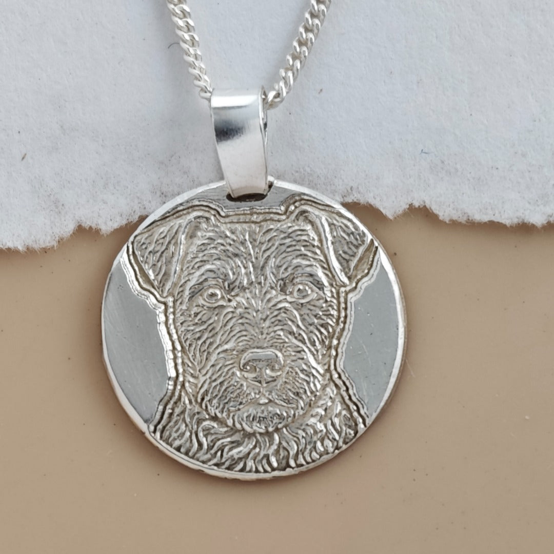 Patterdale Terrier Engraved Sterling Silver Coin Necklace