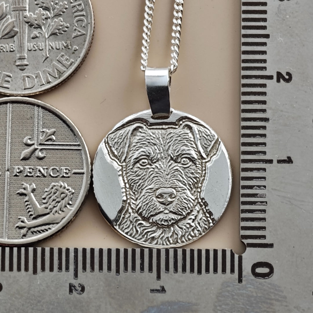 Patterdale Terrier Engraved Sterling Silver Coin Necklace