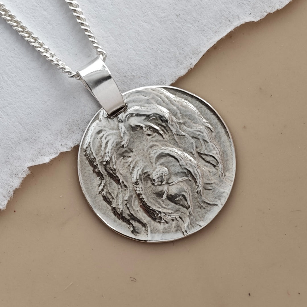 Sheepdog Engraved Sterling Silver Coin Necklace