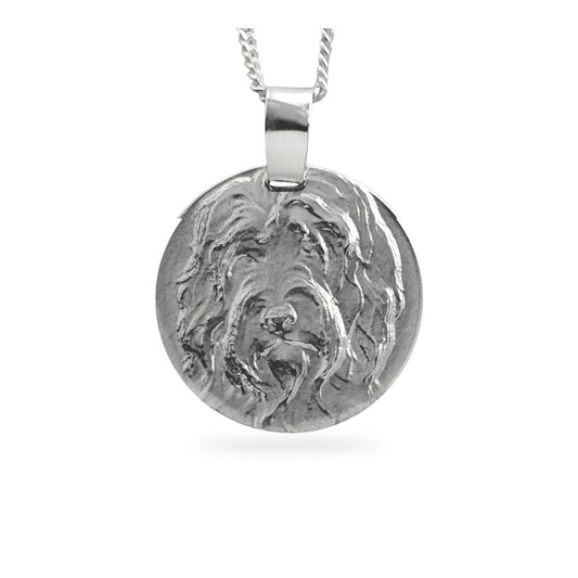 Sheepdog Engraved Sterling Silver Coin Necklace