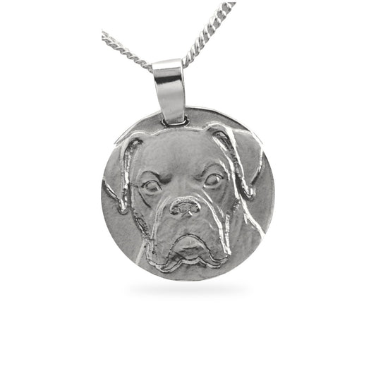 Boxer Engraved Sterling Silver Coin Necklace