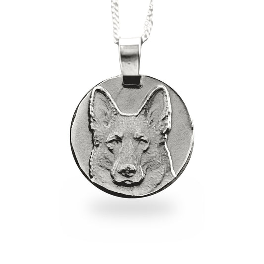 Alsatian Coin Pendant Necklace, Recycled Sterling Silver