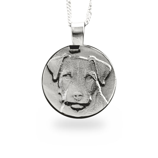 Jack Russell coin pendant necklace in recycled sterling silver by Ojewellery