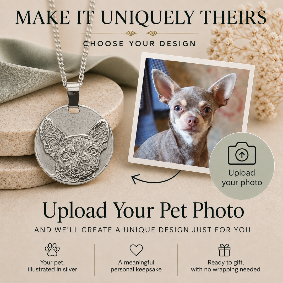 Whippet coin pendant necklace size guide, recycled sterling silver by Ojewellery