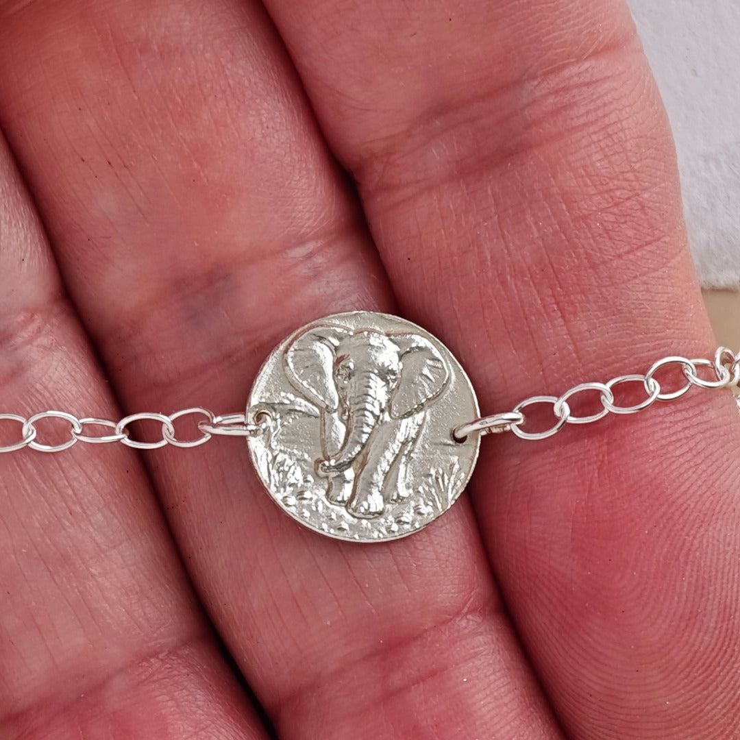 Elephant coin bracelet - engraving detail