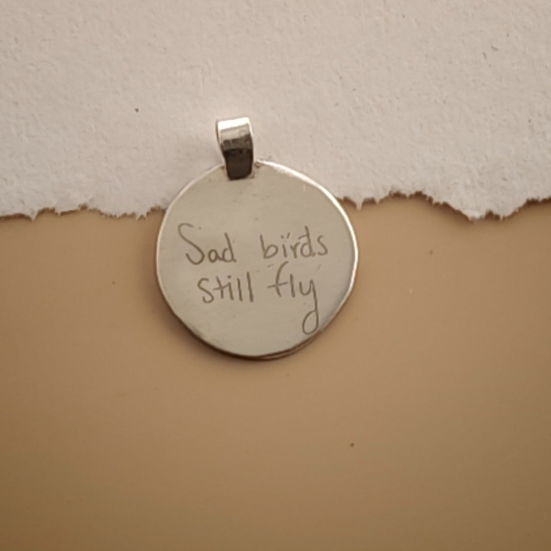 Sterling Silver Dove Necklace Descending from above Engraved Gift