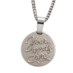 Custom Embossed Pendant, Personalised Silver Necklace, Handcrafted in the UK