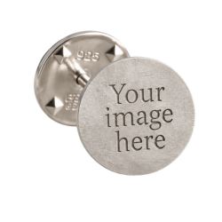 Custom engraved silver tie pin, personalised 12mm sterling silver tie pin handcrafted in the UK, angled view