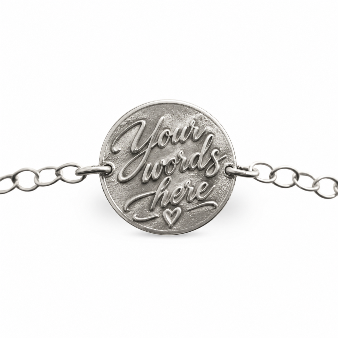 Custom Embossed Bracelet, Personalised Silver Bracelet, Handcrafted in the UK