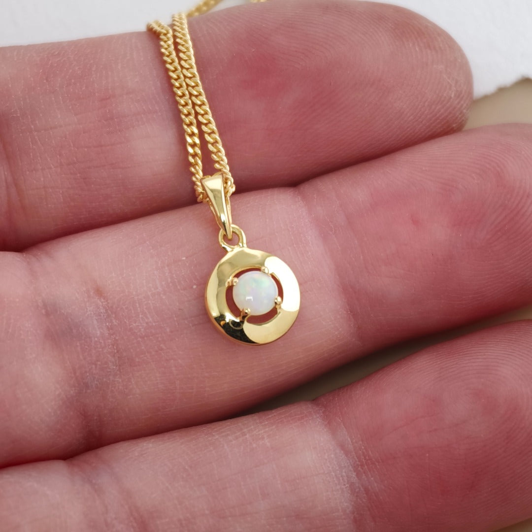 Opal Sterling Silver Minimalist Pendant Natural White Gemstone Variations