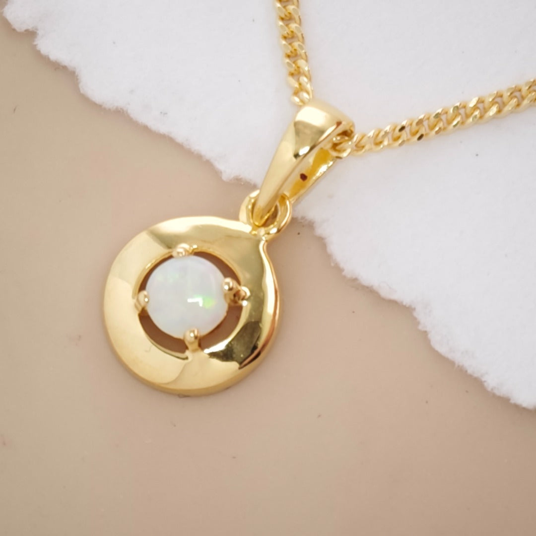 Opal Sterling Silver Minimalist Pendant Natural White Gemstone Variations