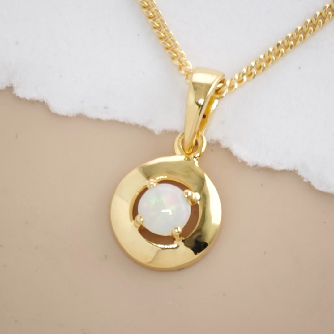 Opal Sterling Silver Minimalist Pendant Natural White Gemstone Variations