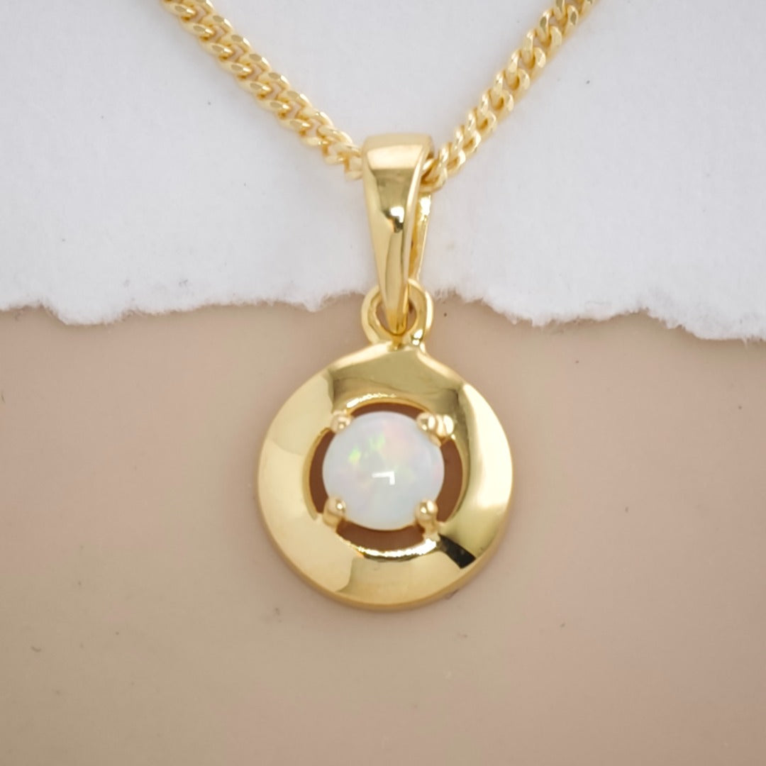 Opal Sterling Silver Minimalist Pendant Natural White Gemstone Variations