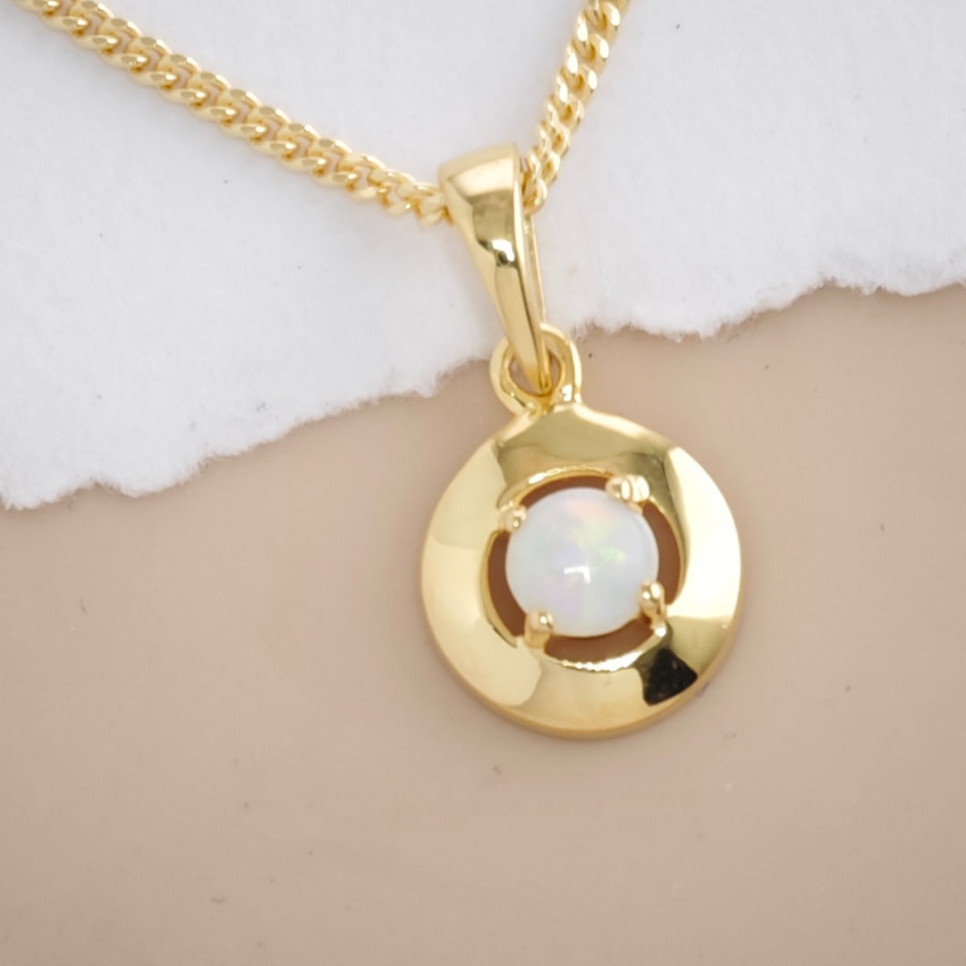 Opal Sterling Silver Minimalist Pendant Natural White Gemstone Variations