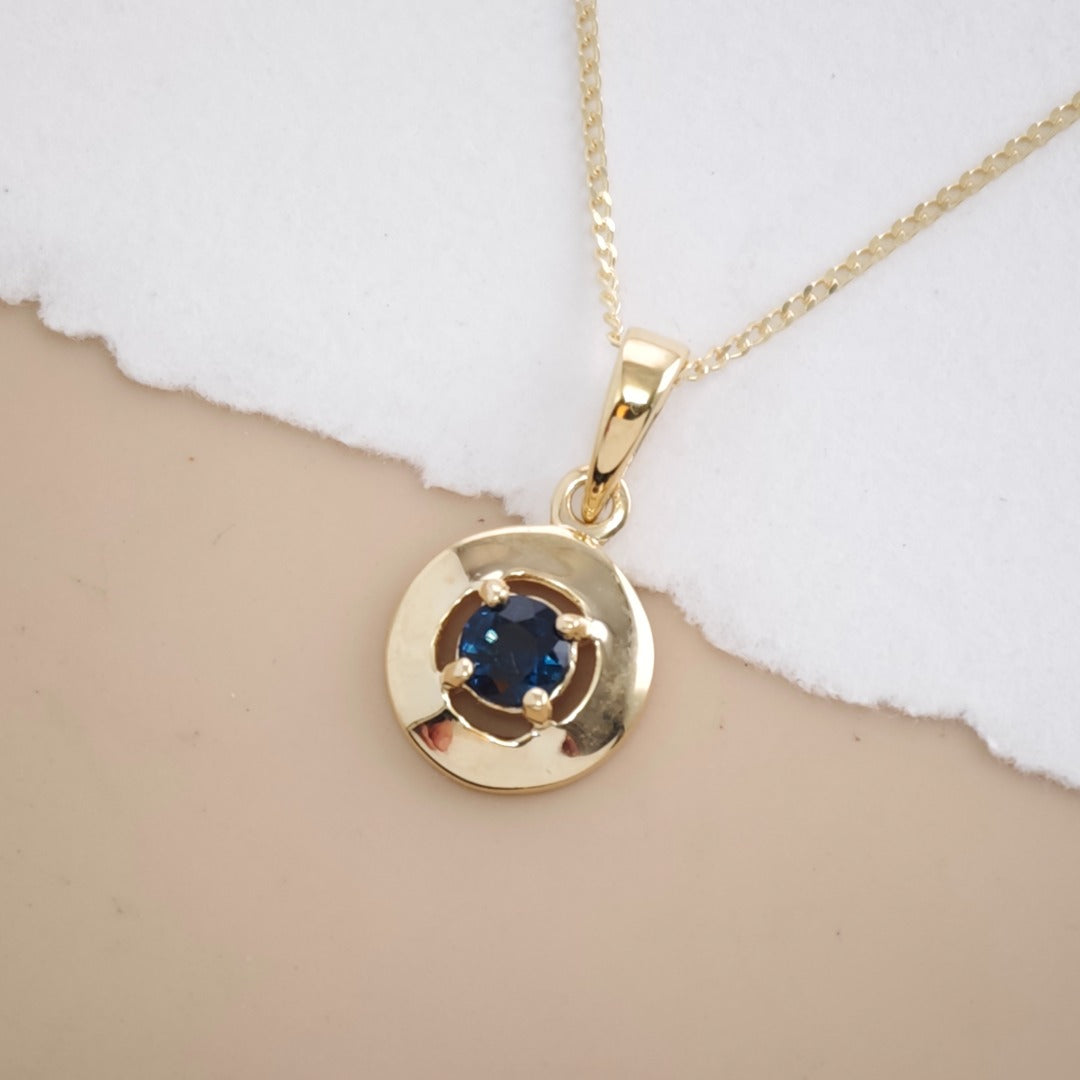 Sapphire 9ct Gold Round Pendant