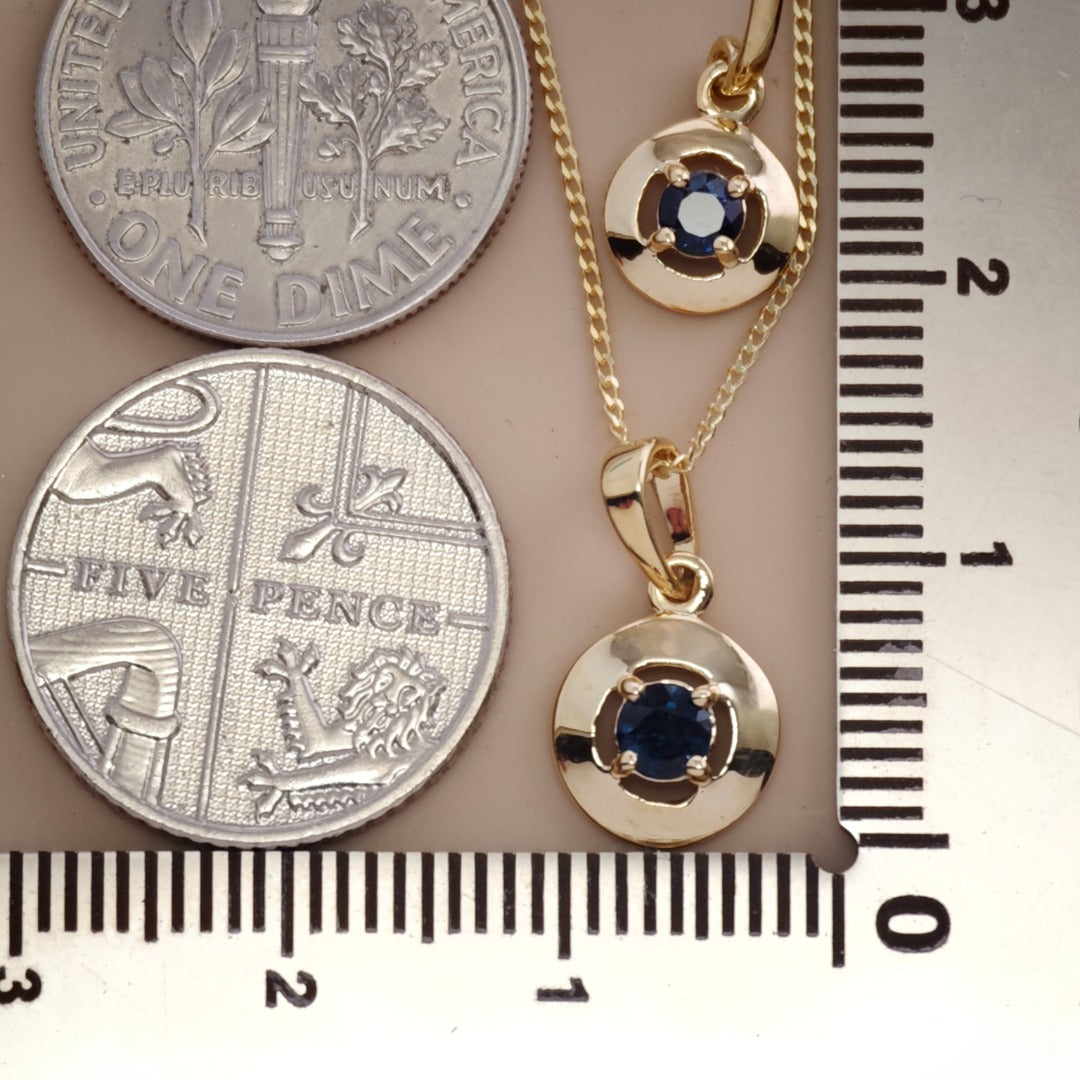 Sapphire 9ct Gold Round Pendant