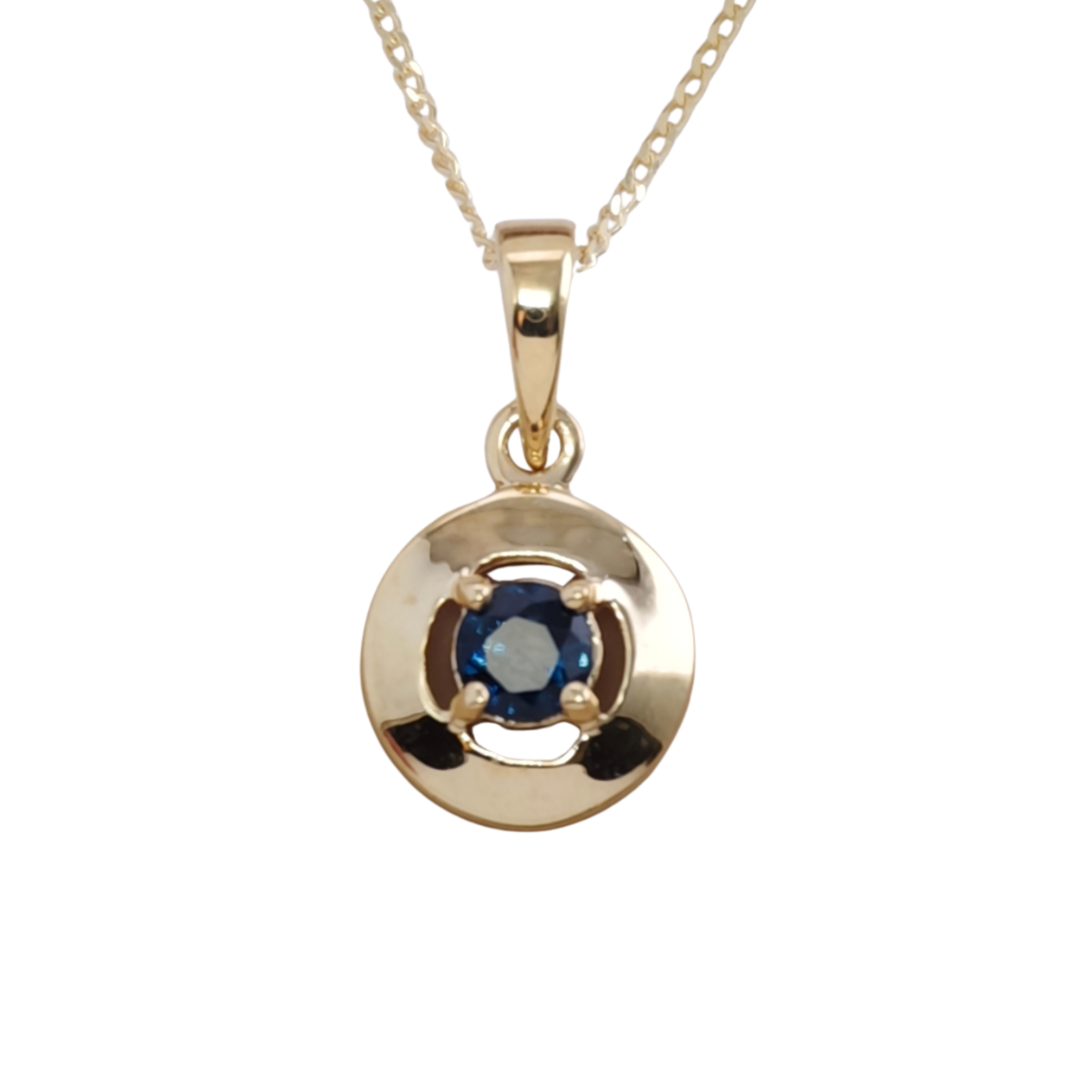 Sapphire 9ct Gold Round Pendant