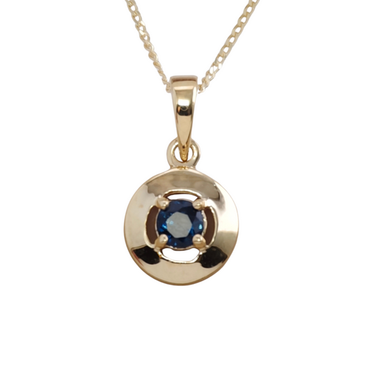 Sapphire 9ct Gold Round Pendant