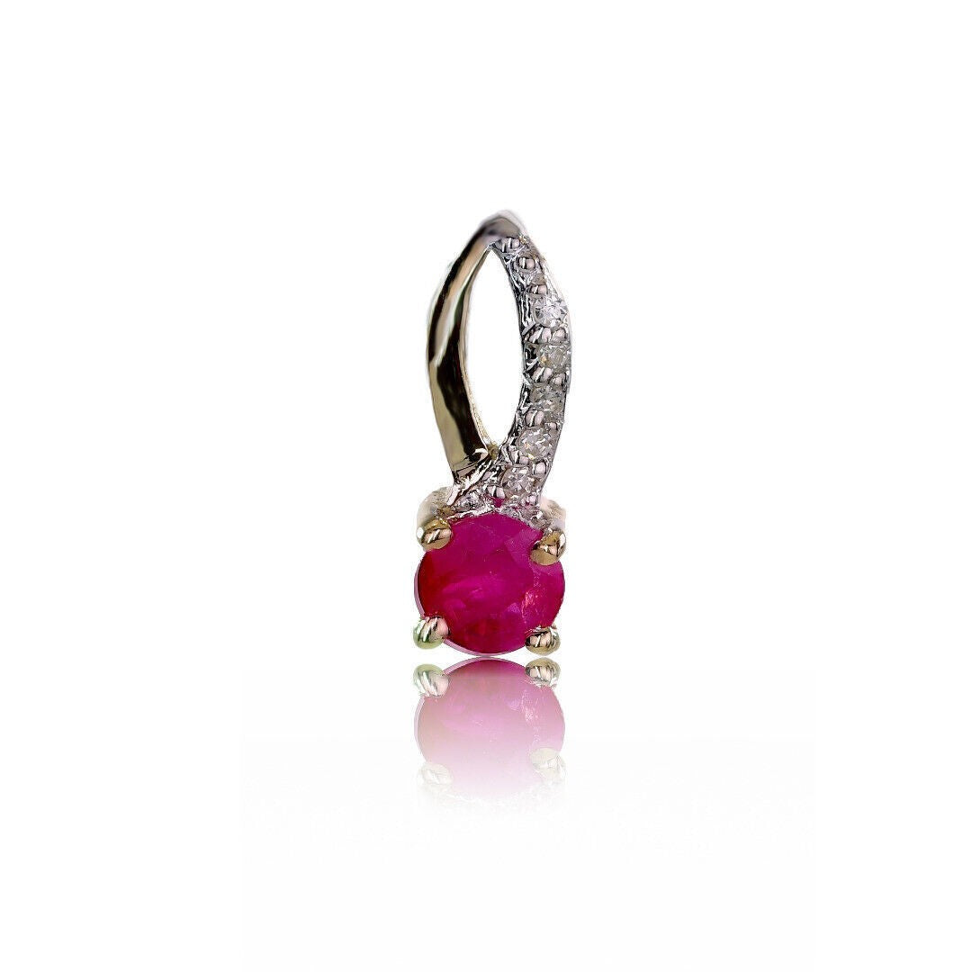 Ruby Diamond Loop Necklace in 9ct Gold