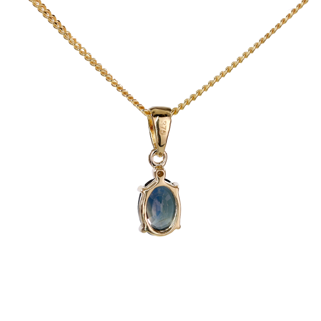 Sapphire Diamond Oval Necklace in 9ct Gold