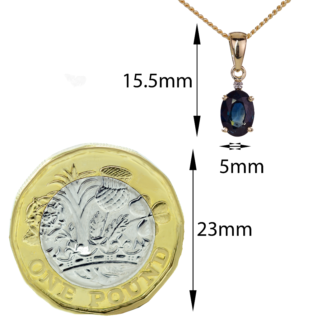 Sapphire Diamond Oval Necklace in 9ct Gold
