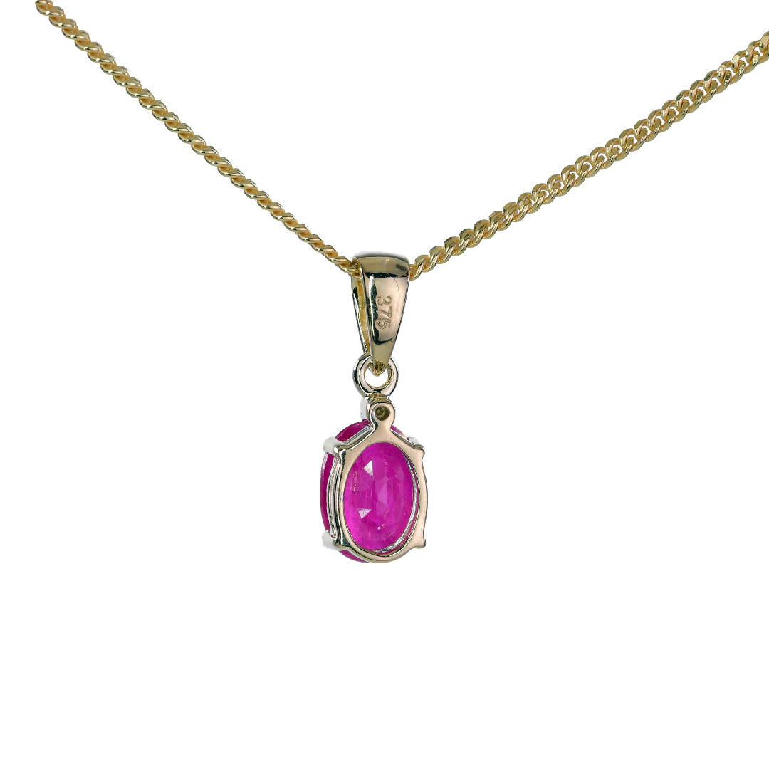Ruby Diamond Oval Necklace in 9ct Gold