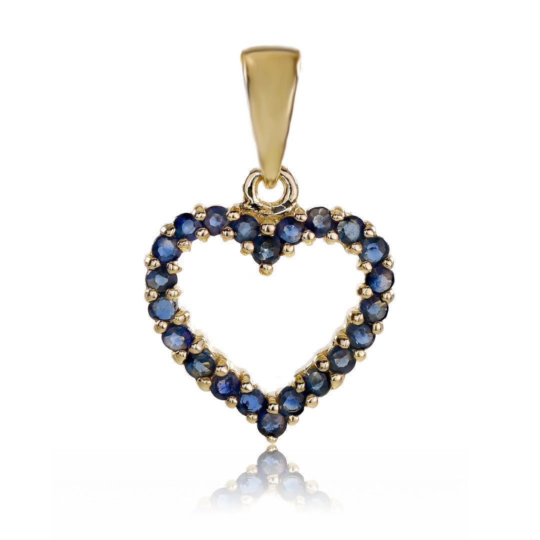 Sapphire Diamond Heart Necklace in 9ct Gold