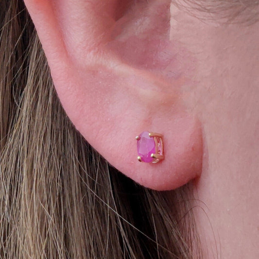 9ct Gold Ruby Earrings 6x4 Oval Studs 1.2ct