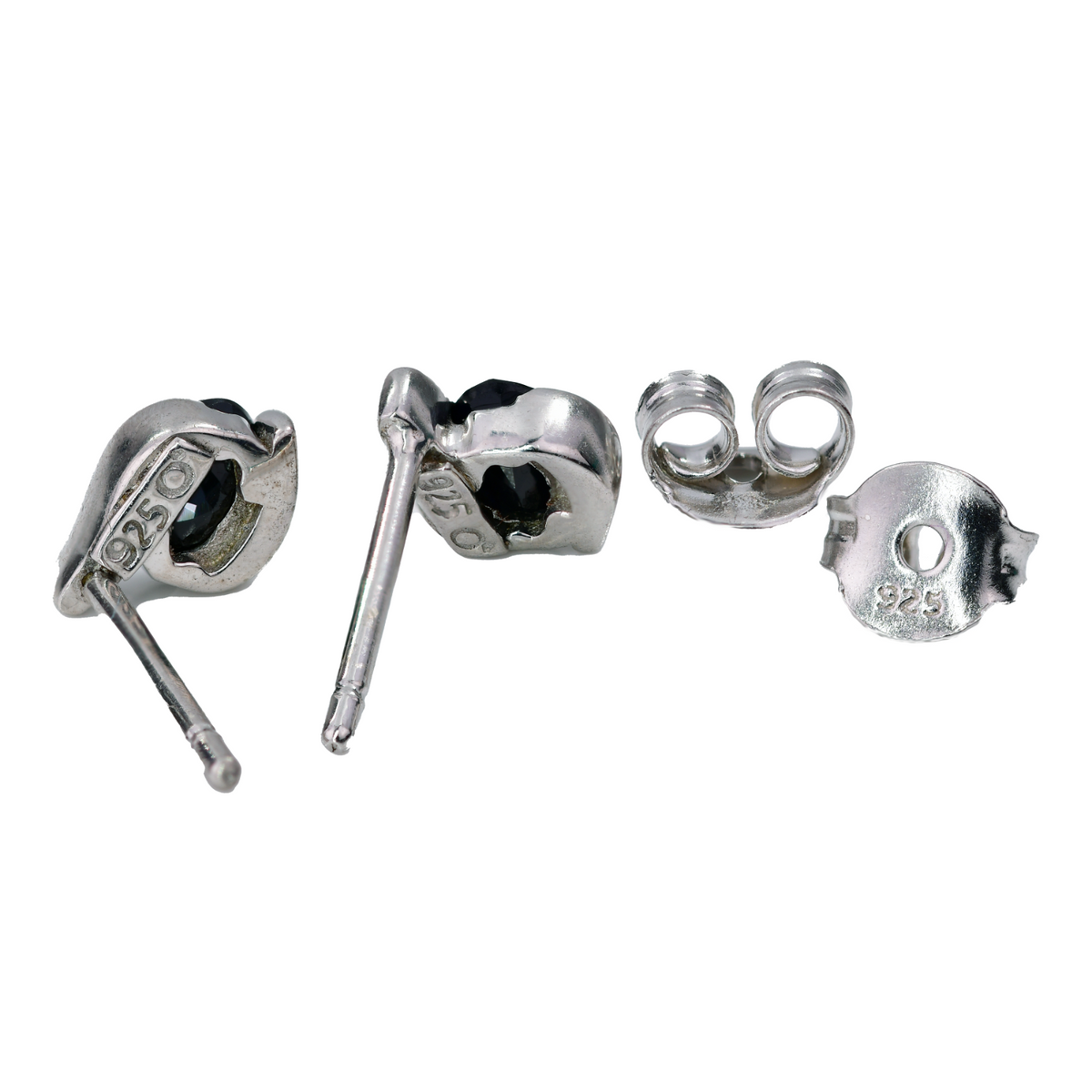 Sapphire Oval Stud Earrings in Sterling Silver