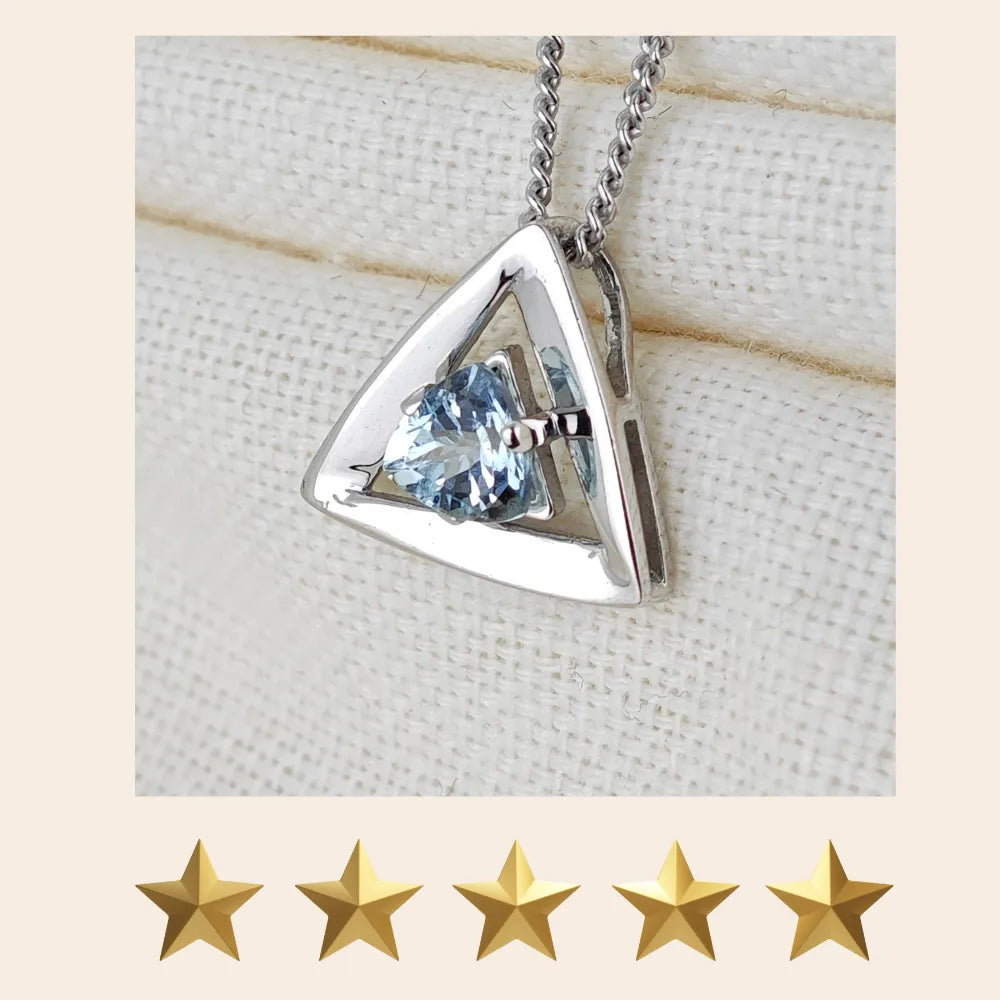 Aquamarine jewellery – necklaces, rings, earrings – designed in the UK