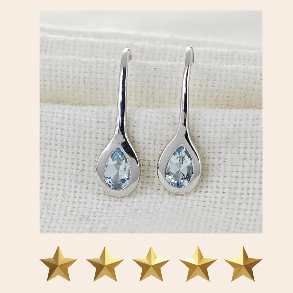Aquamarine jewellery – necklaces, rings, earrings – designed in the UK