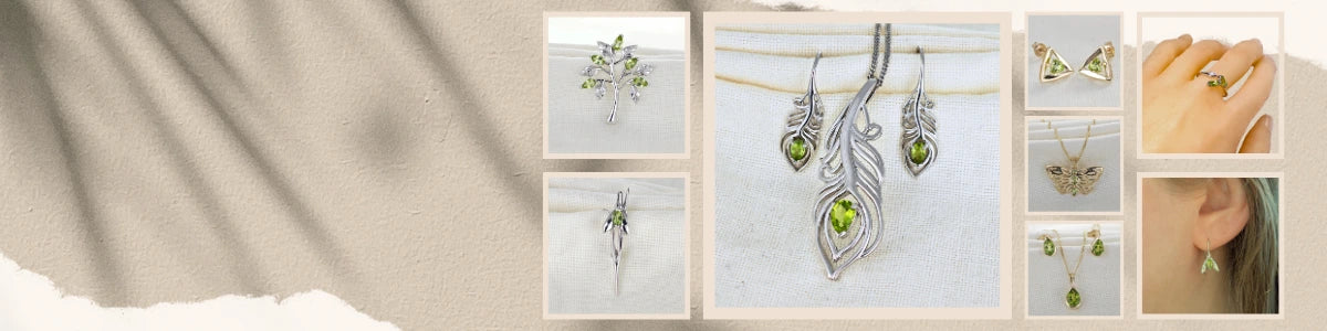 Peridot jewellery – necklaces, rings, earrings – handcrafted in the UK
