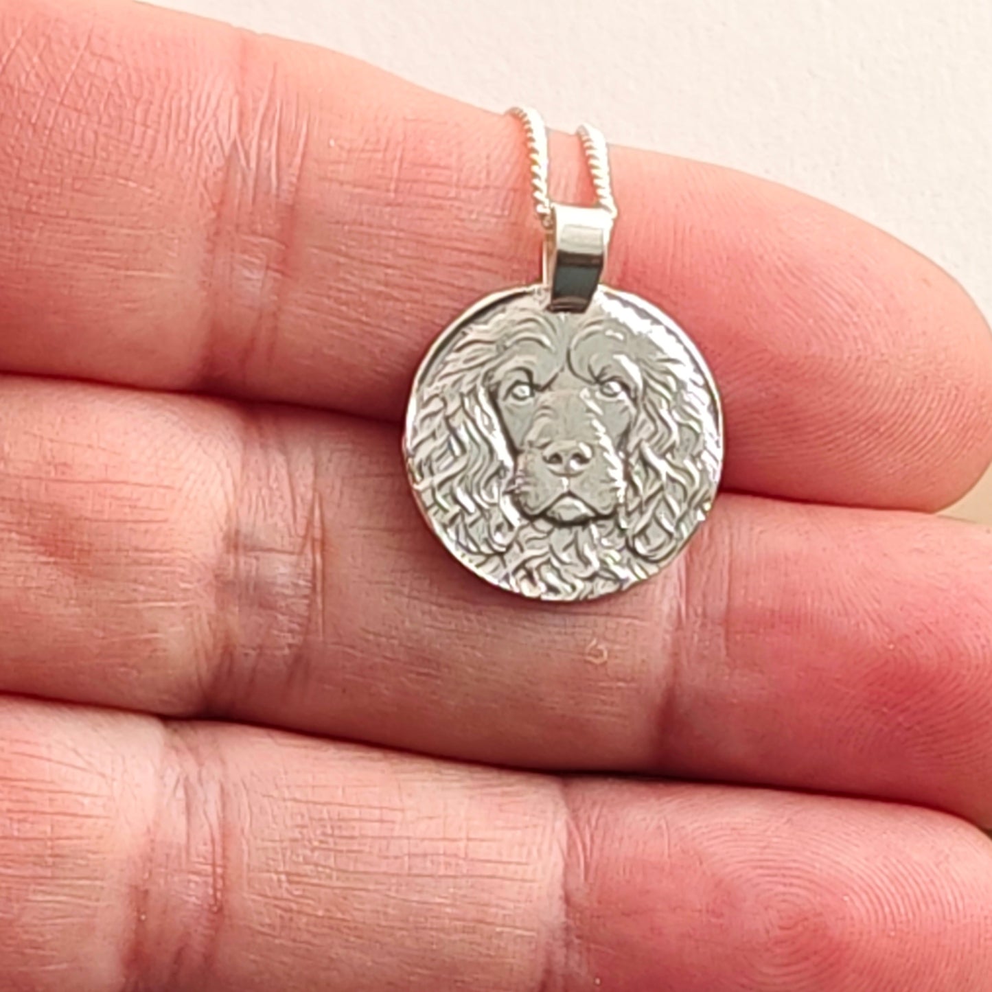 Cockapoo Coin Necklace – Deep Engraved Recycled Sterling Silver