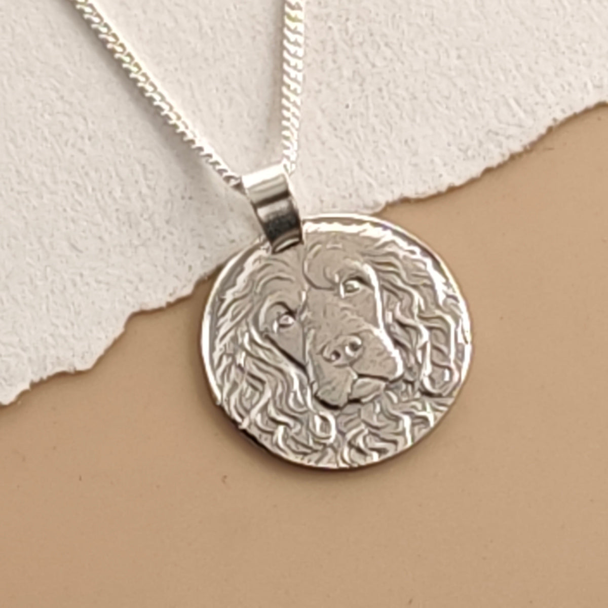 Cockapoo Coin Necklace – Deep Engraved Recycled Sterling Silver
