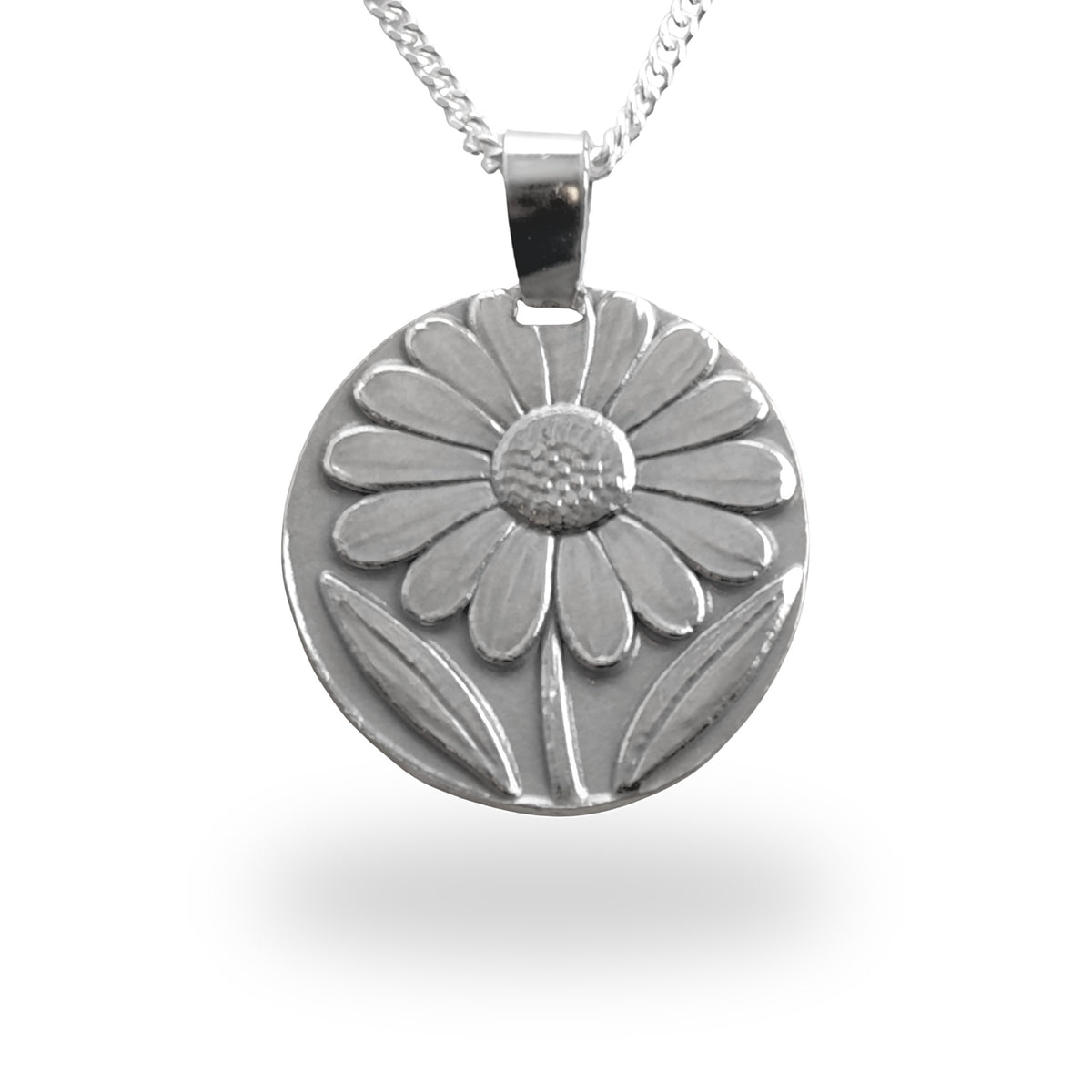 Daisy Coin Necklace – Deep Engraved Recycled Sterling Silver