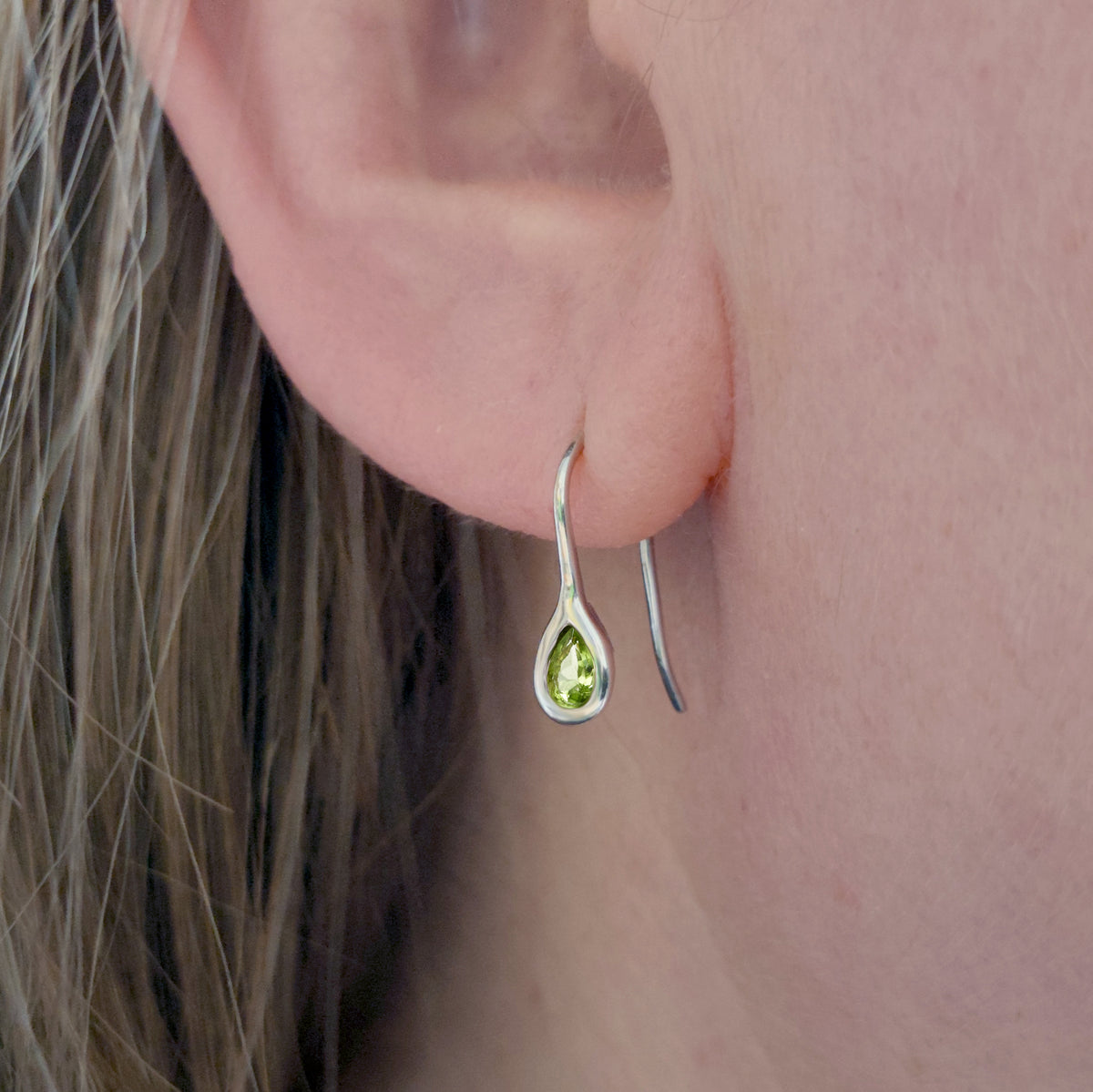 Peridot Earrings in Sterling Silver – Handcrafted Natural Gemstone