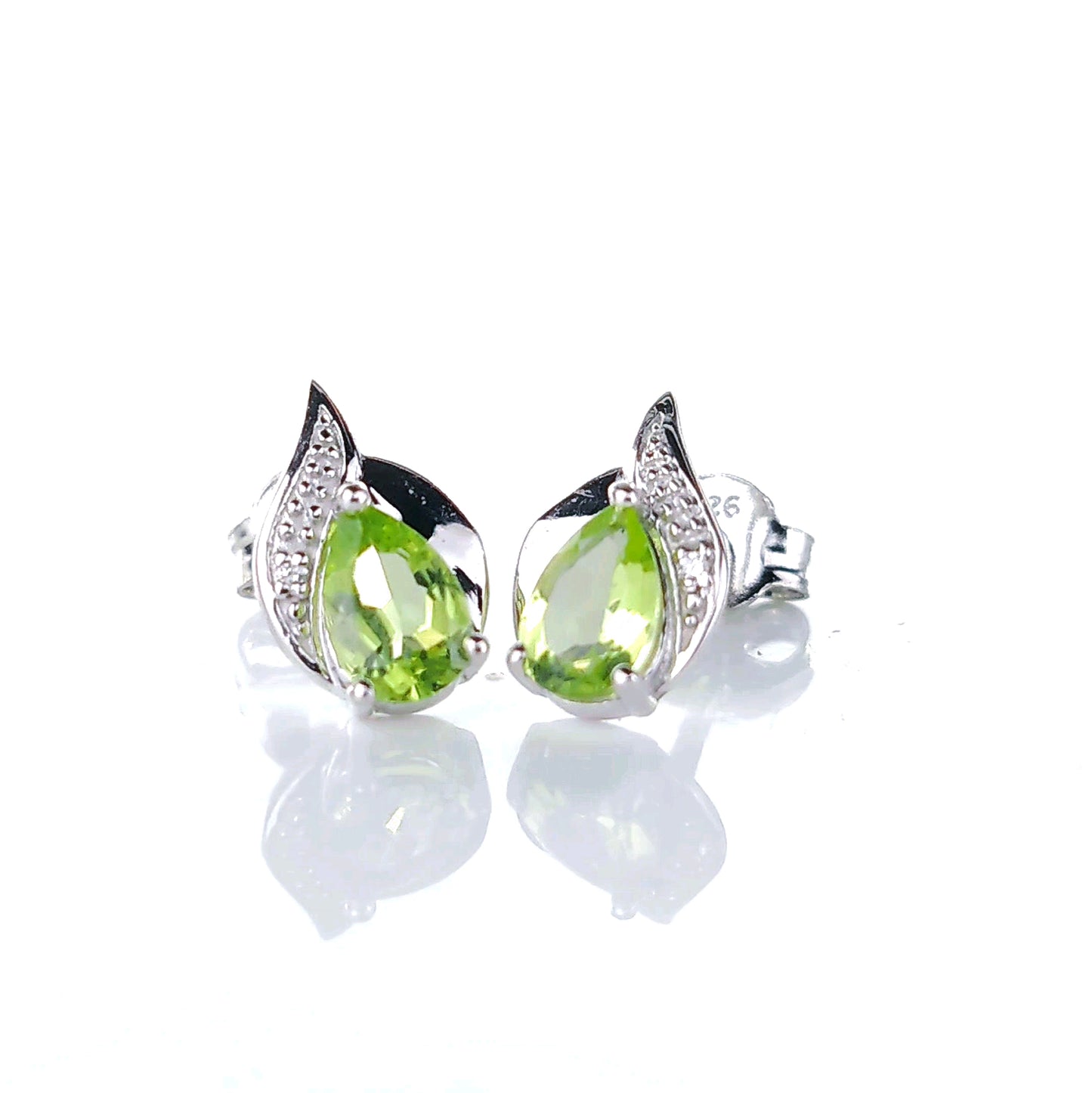 Peridot and tiny diamond stud earrings