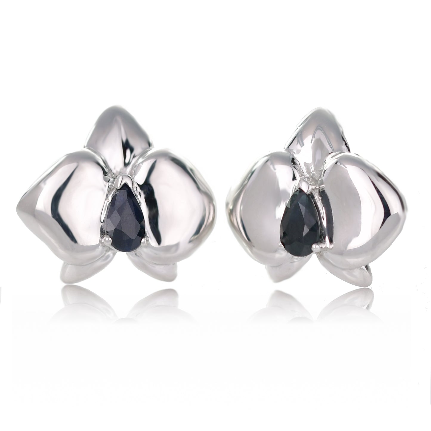 Silver Sapphire Earrings Stud Aphrodite Orchid Natural Blue Australian 0.6ct