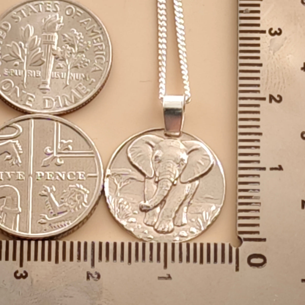 Elephant Coin Necklace – Deep Engraved Recycled Sterling Silver