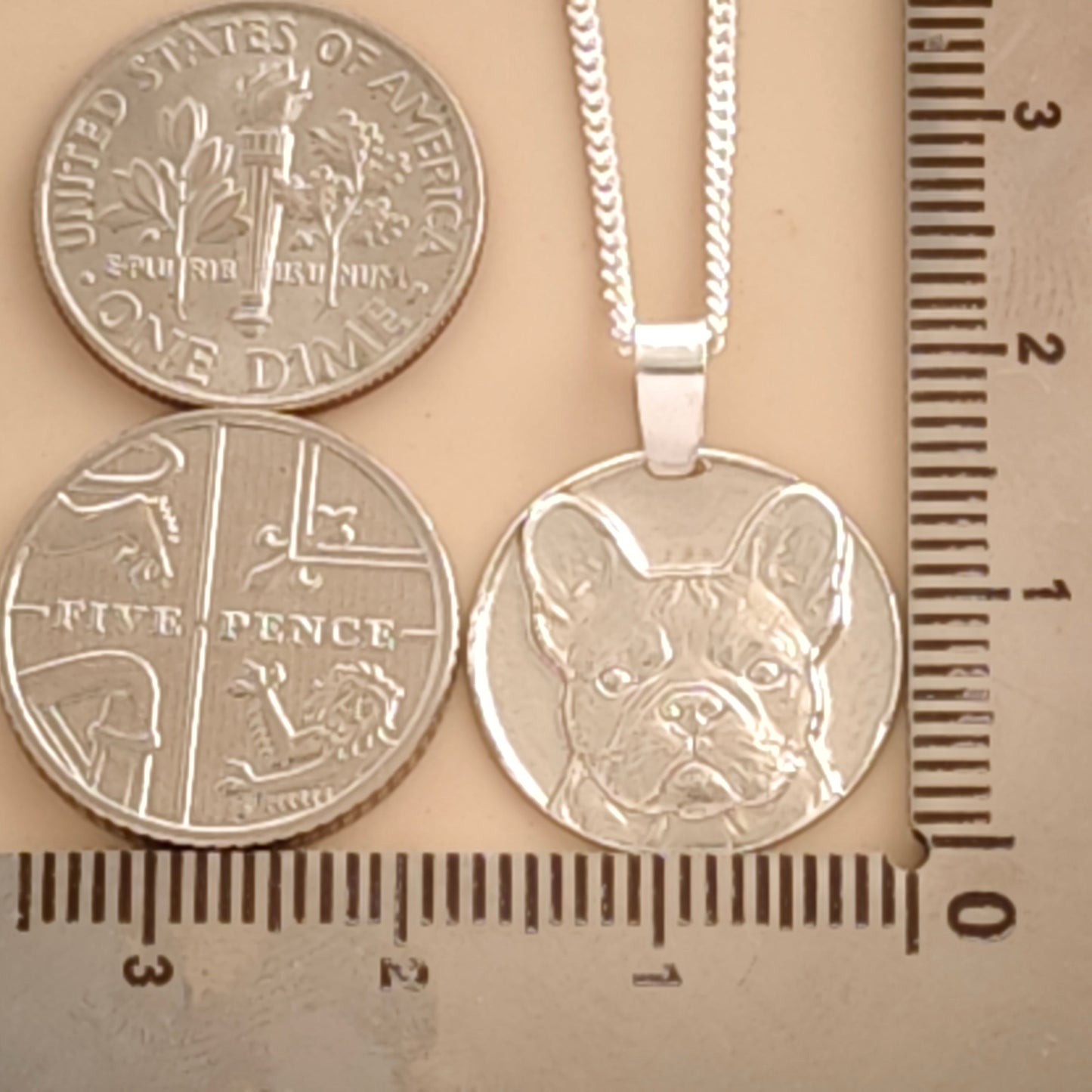 French Bulldog Coin Necklace – Deep Engraved Recycled Sterling Silver