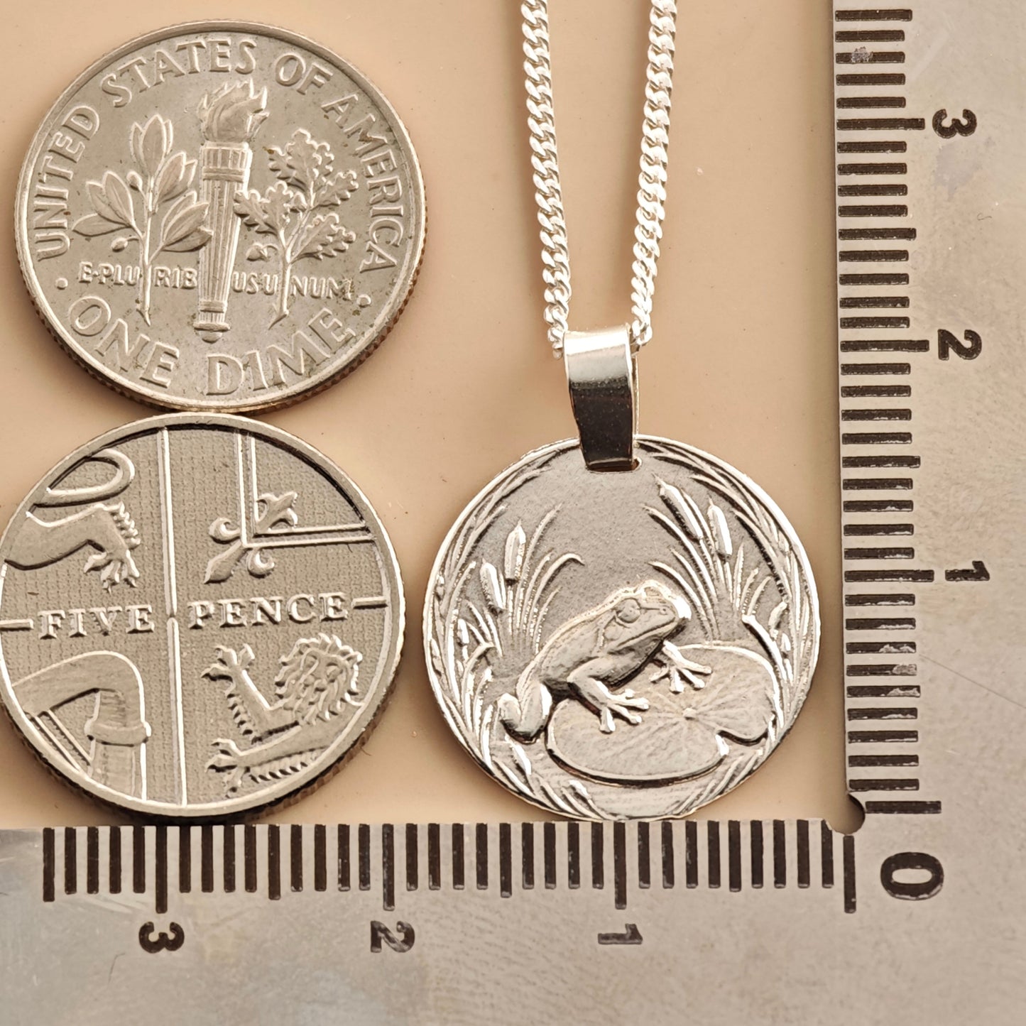 Frog Coin Necklace – Deep Engraved Recycled Sterling Silver