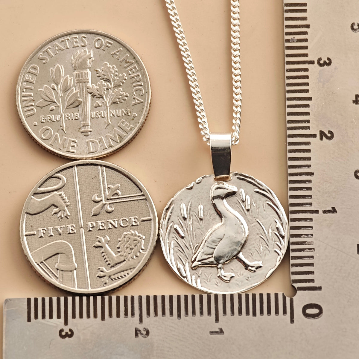 Goose Coin Necklace – Deep Engraved Recycled Sterling Silver