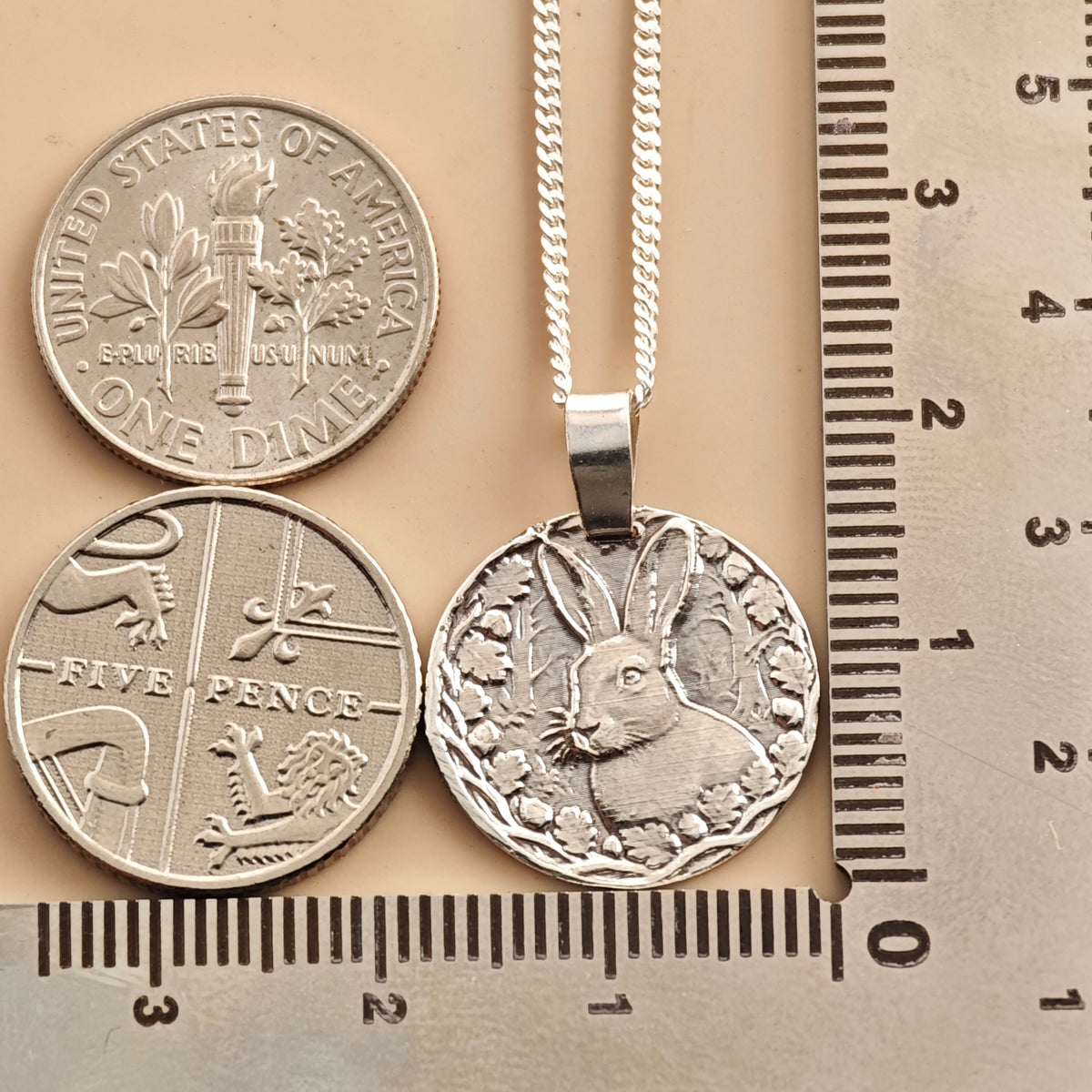 Hare Coin Necklace – Deep Engraved Recycled Sterling Silver