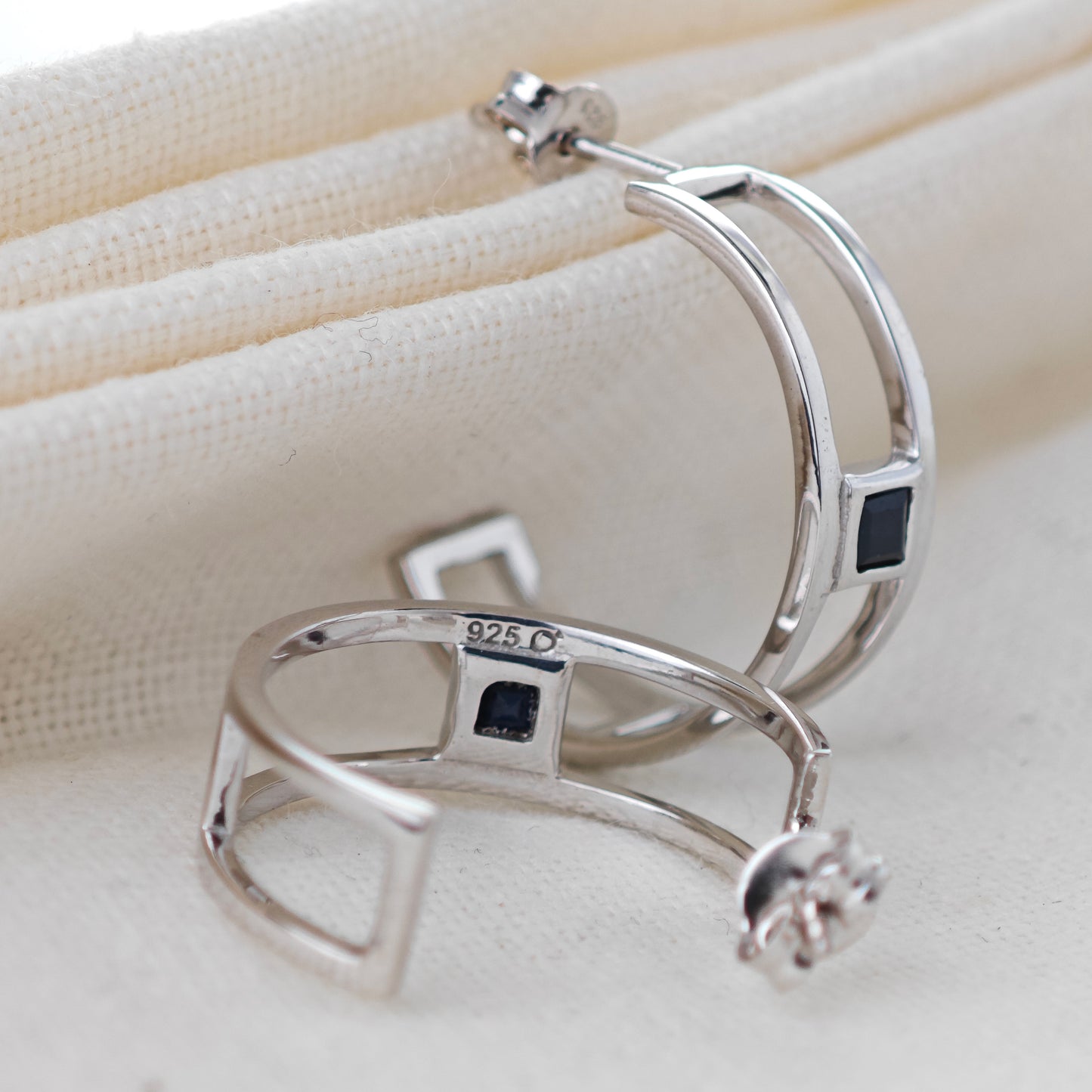Sapphire Hoop Effect Earrings