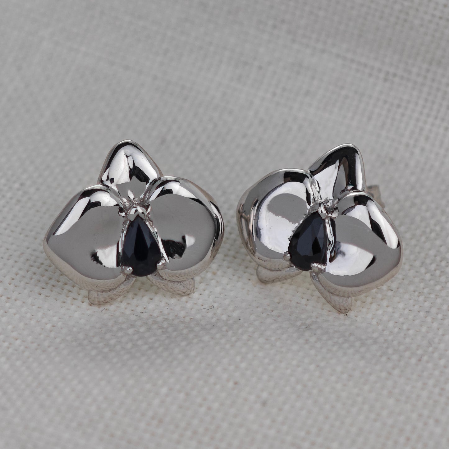 Silver Sapphire Earrings Stud Aphrodite Orchid Natural Blue Australian 0.6ct