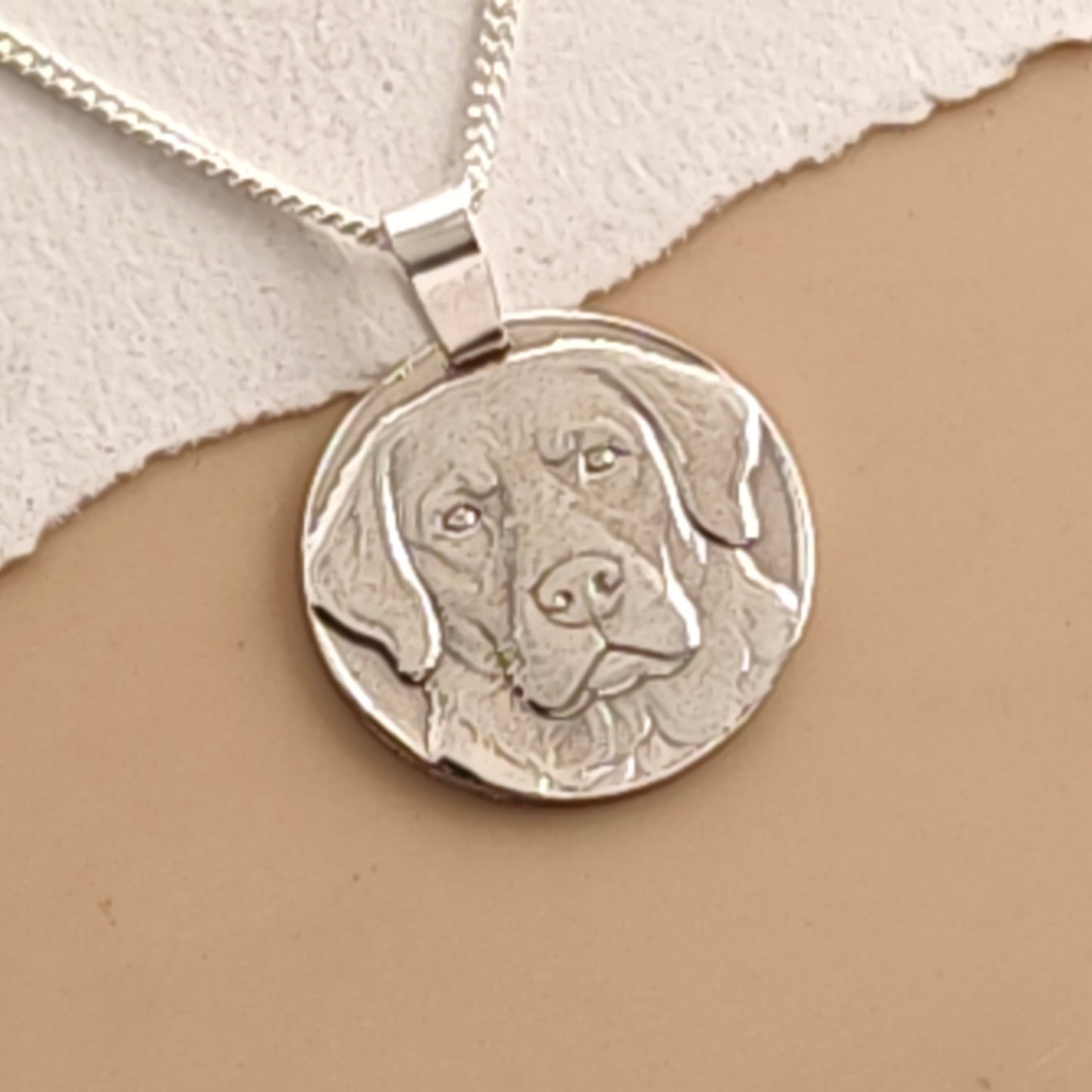 Labrador Coin Necklace – Deep Engraved Recycled Sterling Silver