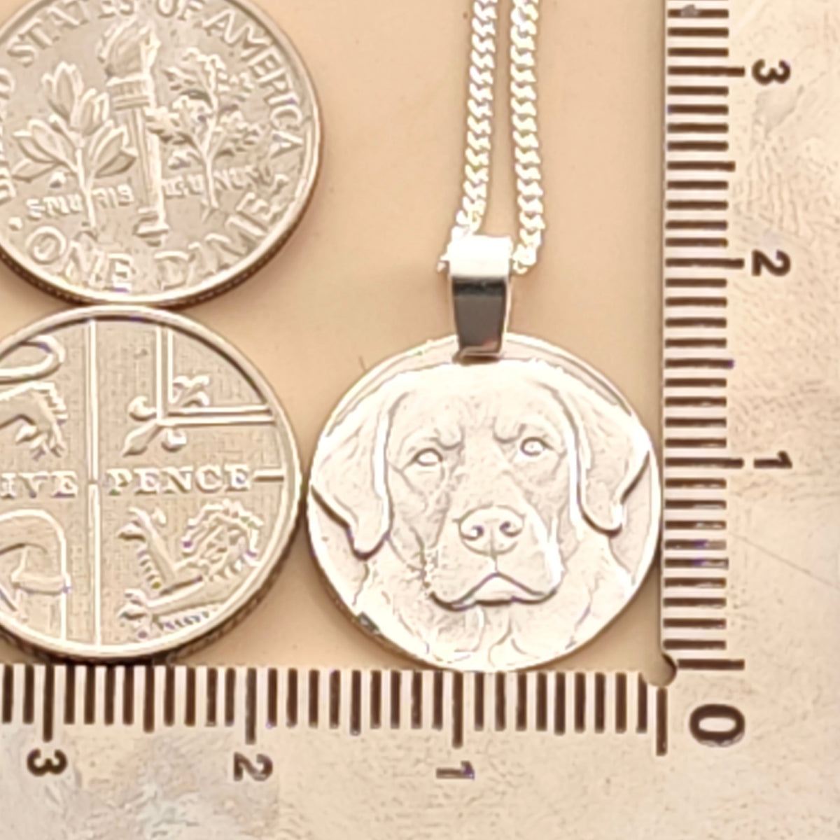 Labrador Coin Necklace – Deep Engraved Recycled Sterling Silver