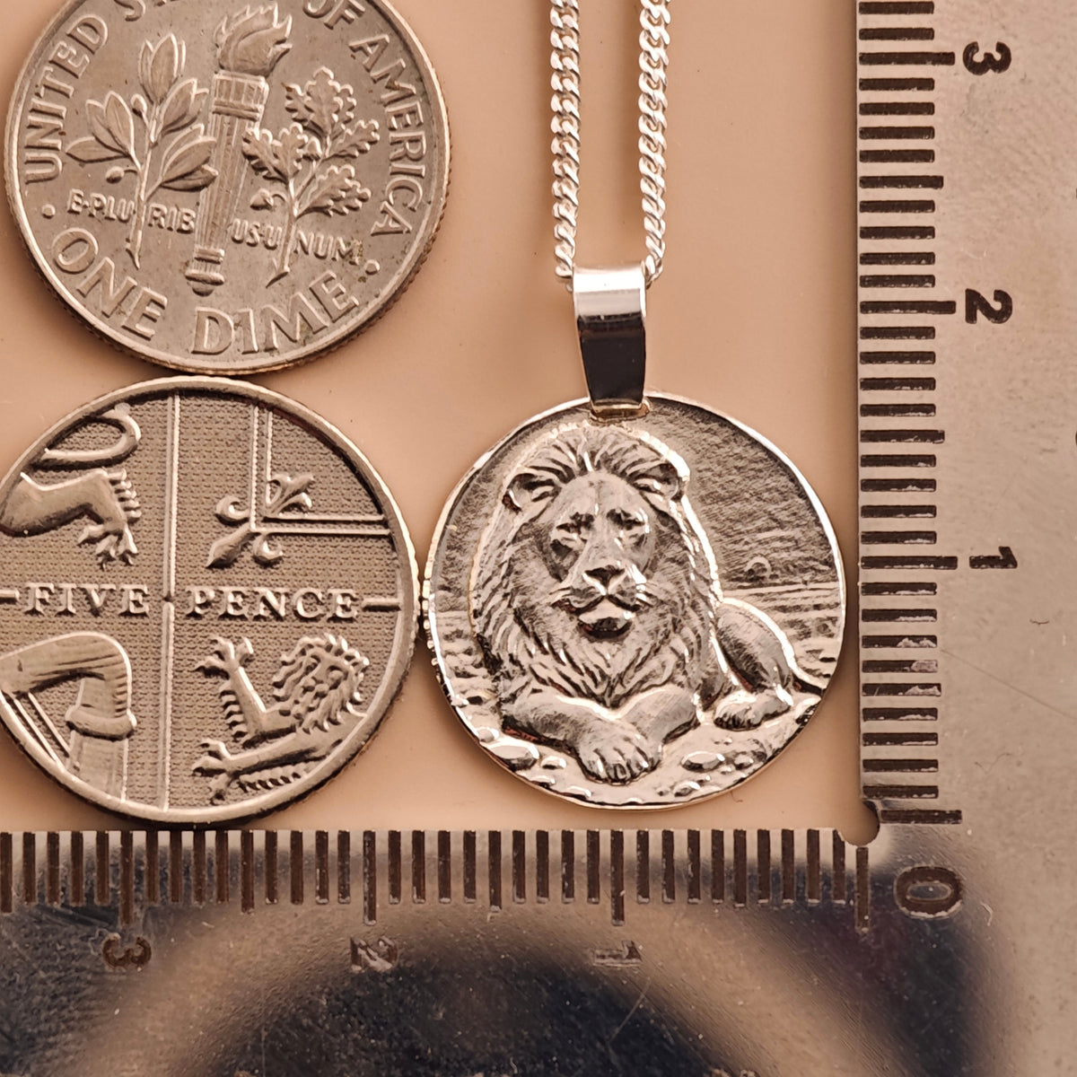 Lion Coin Necklace – Deep Engraved Recycled Sterling Silver