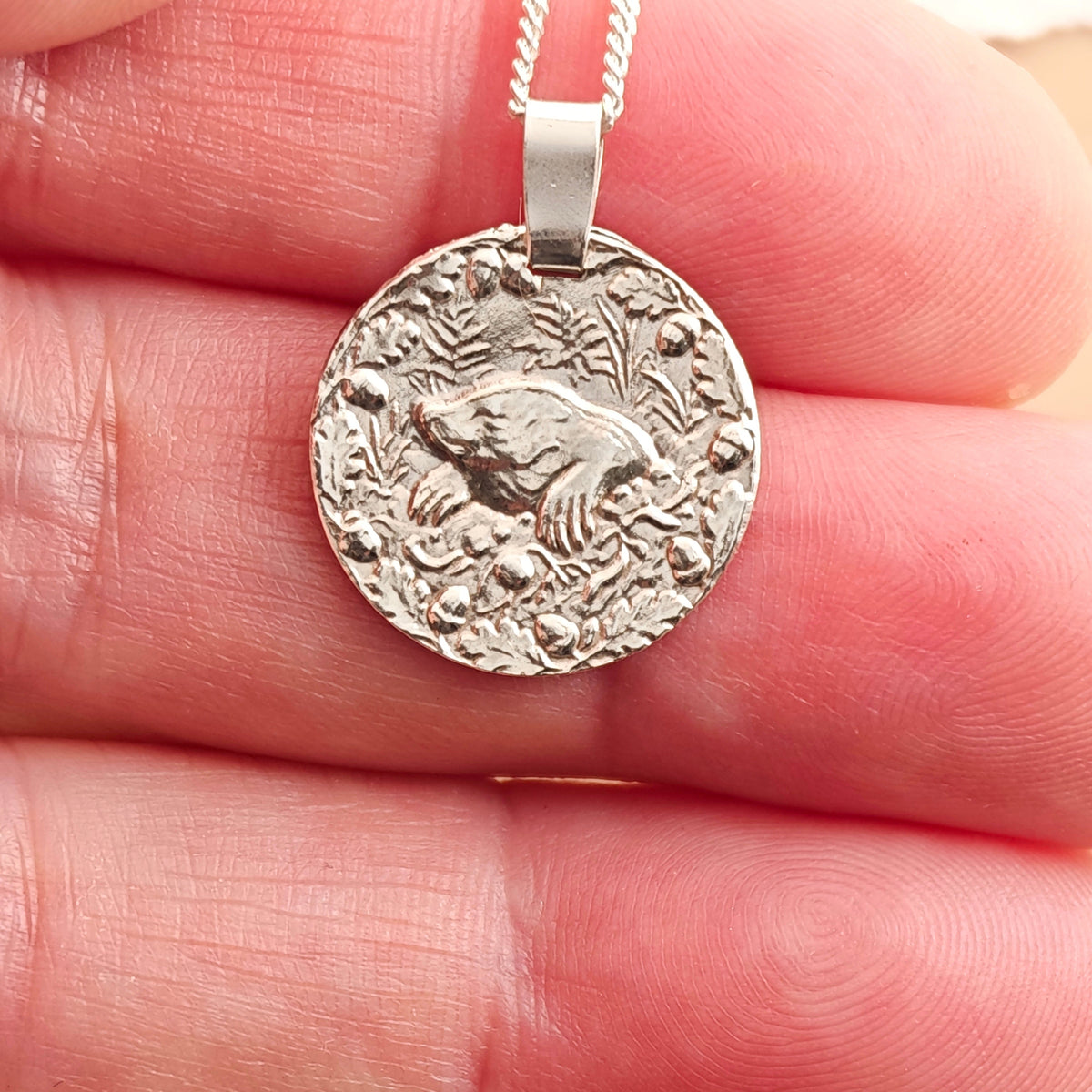 Mole Coin Necklace – Deep Engraved Recycled Sterling Silver